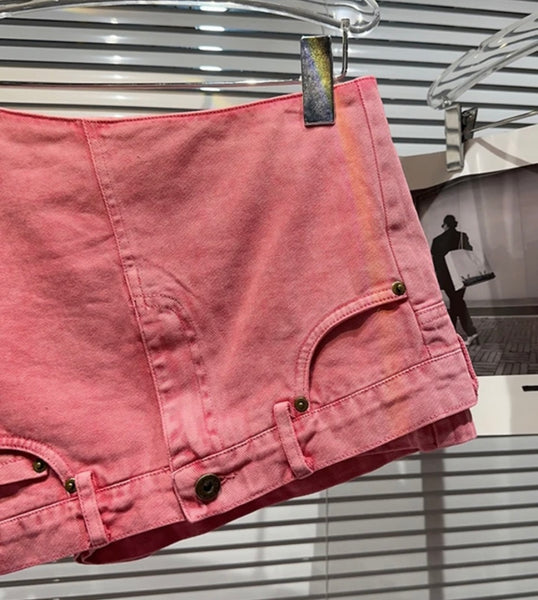 Women Stonewashed Fashion Denim Wrap Shorts