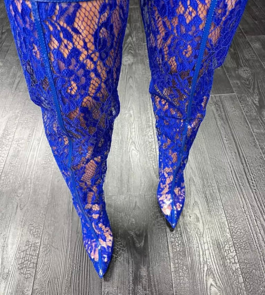 Women Sexy Fashion Thigh High Lace Boots