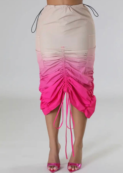 Women Gradient Drawstring Sexy Fashion Skirt