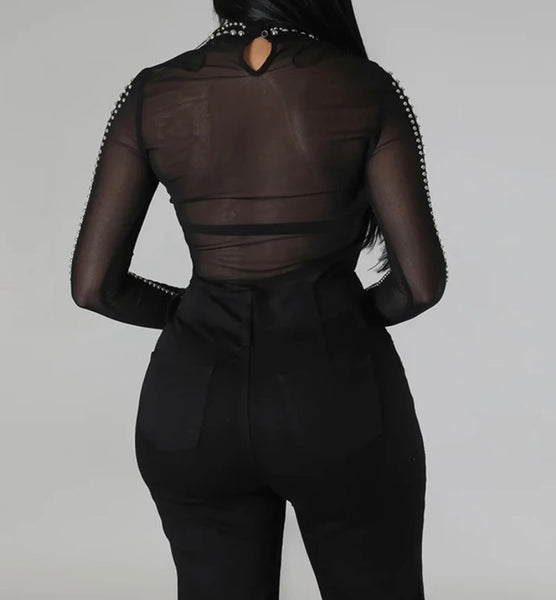 Women Sexy Mesh Full Sleeve Top