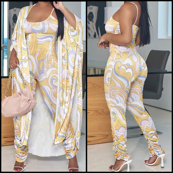 Women Fashion Printed Two Piece Jumpsuit Set