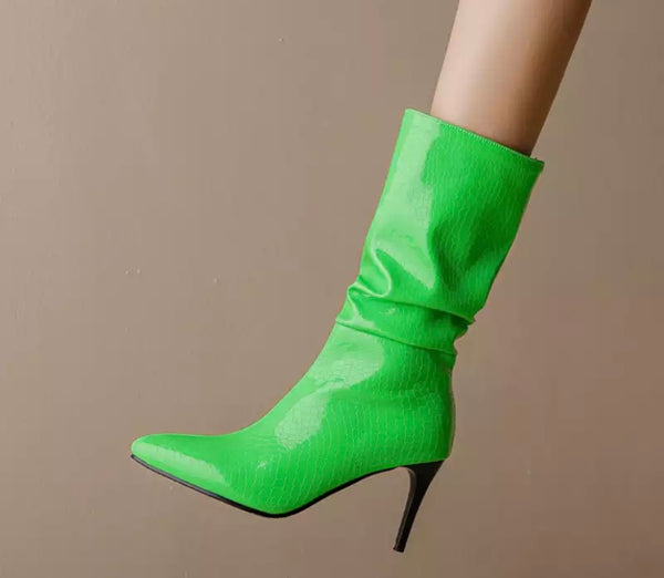 Women Pointed Toe Ruched Fashion Ankle Boots