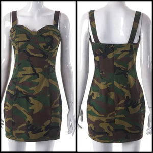 Women Sleeveless Camouflage Sexy Dress