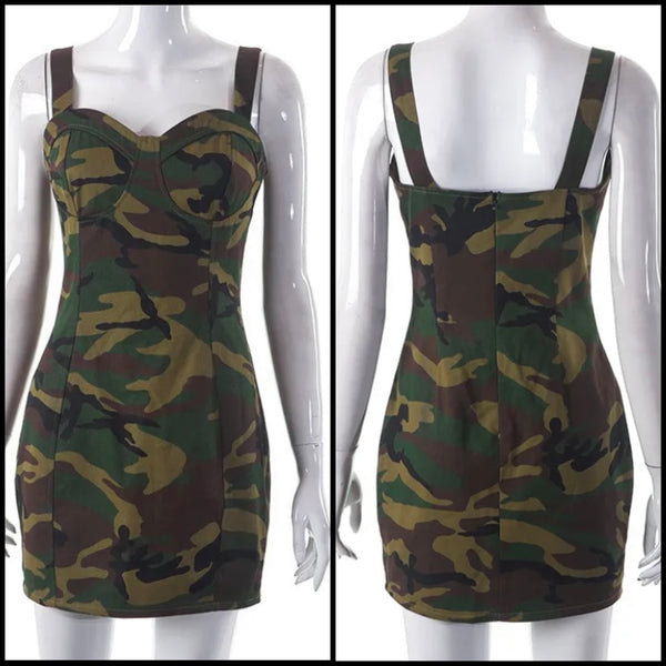 Women Sleeveless Camouflage Sexy Dress