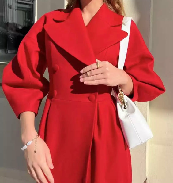 Women Fashion Button Up Trench Jacket