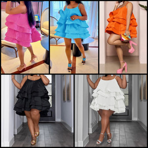Women Sexy Sleeveless Ruffled Dress