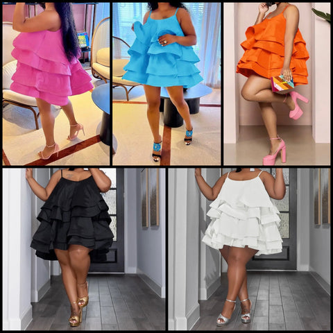 Women Sexy Sleeveless Ruffled Dress