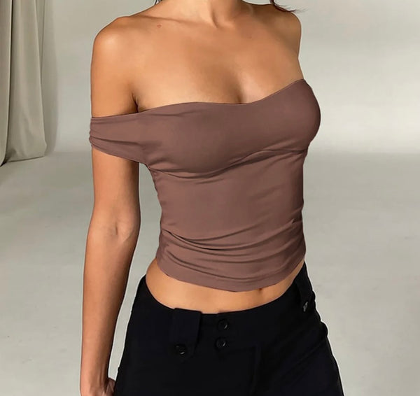 Women Sexy Off The Shoulder Tie Up Open Back Crop Top