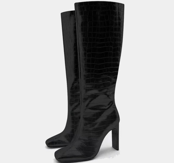 Women Metallic Fashion High Heel Knee High Boots