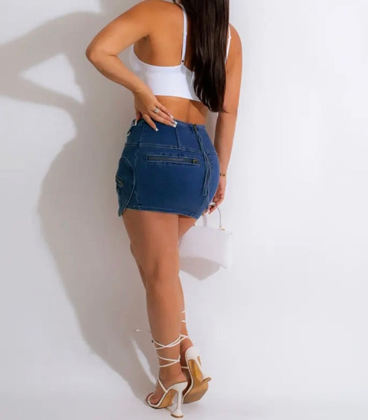 Women Fashion Heart Denim Skirt