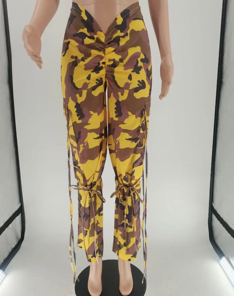 Women Fashion Camouflage String Pants