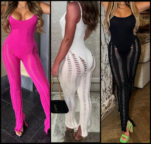 Women Sleeveless Hollow Out Sexy Jumpsuit