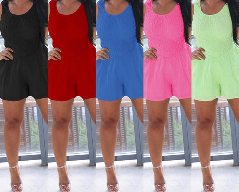 Women Fashion Solid Color Sleeveless Romper
