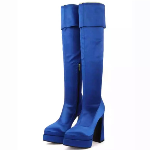 Women Over The Knee Pointed Toe Platform Boots