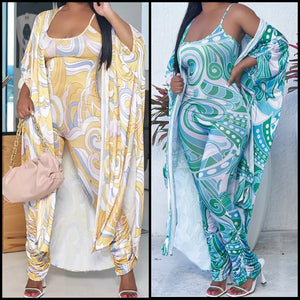 Women Fashion Printed Two Piece Jumpsuit Set