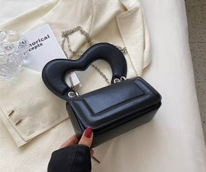 Women Fashion Heart Handle Chain Handbag Purse
