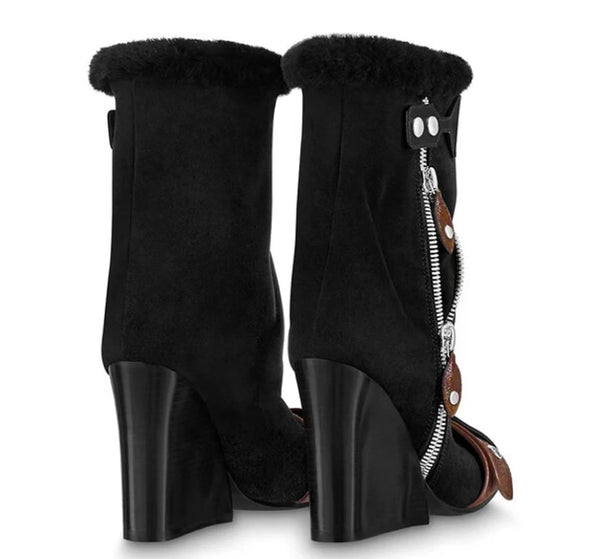 Women Fashion Warm Side Zipper Platform Boots