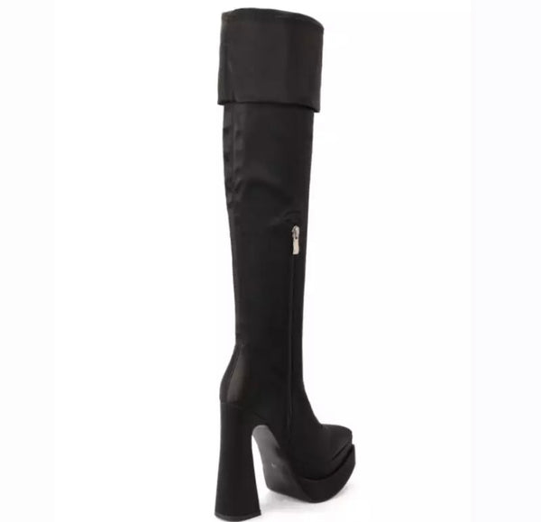 Women Over The Knee Pointed Toe Platform Boots