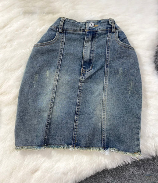 Women Sexy Fashion Strapless Denim Two Piece Skirt Set