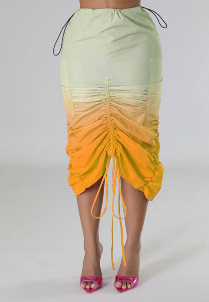 Women Gradient Drawstring Sexy Fashion Skirt