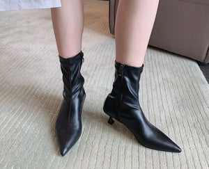 Women Color Fashion Small Heel Ankle Boots