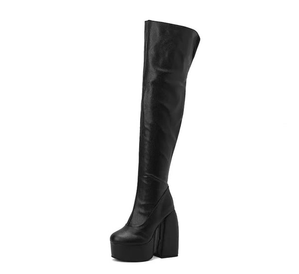 Women Fashion Animal Print Platform Over The Knee Boots