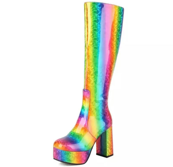 Women Printed Platform Knee-High Fashion Boots