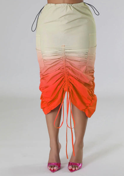 Women Gradient Drawstring Sexy Fashion Skirt