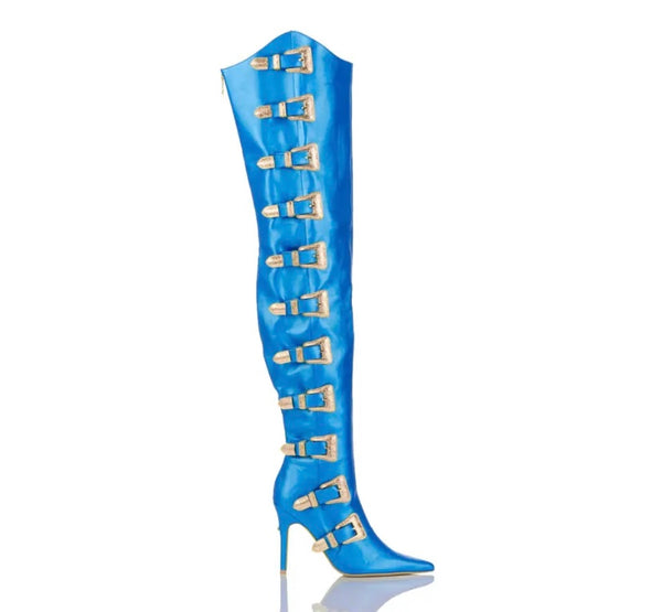 Women Fashion Buckled Over The Knee Boots