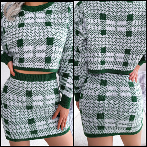 Women Sexy Printed Full Sleeve Two Piece Skirt Set