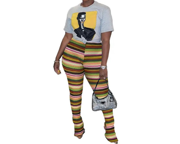 Women Multicolored Striped Fashion Pants