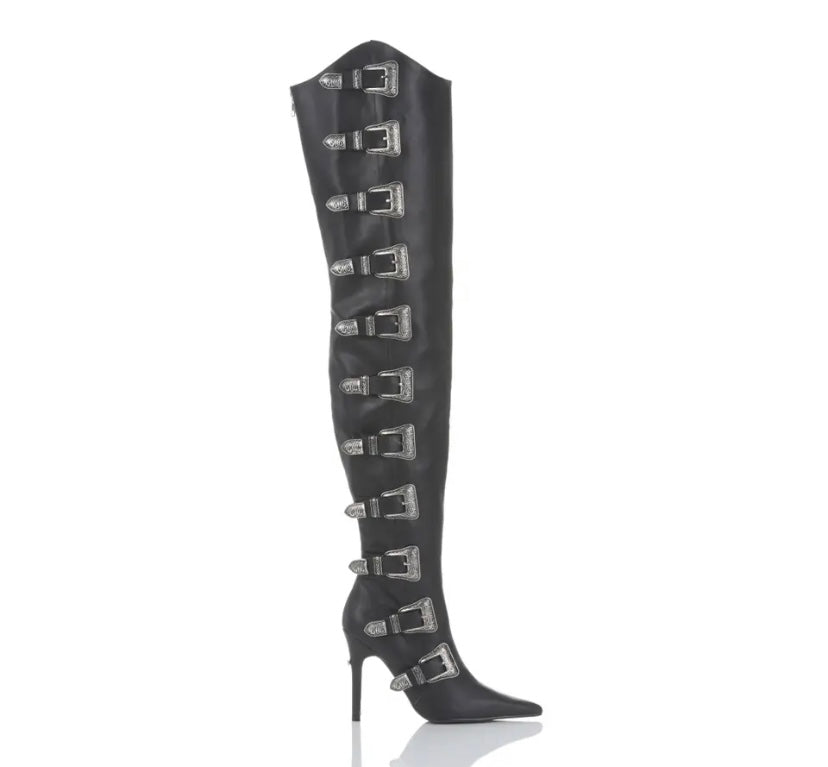Women Fashion Buckled Over The Knee Boots