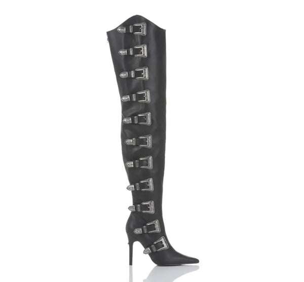 Women Fashion Buckled Over The Knee Boots