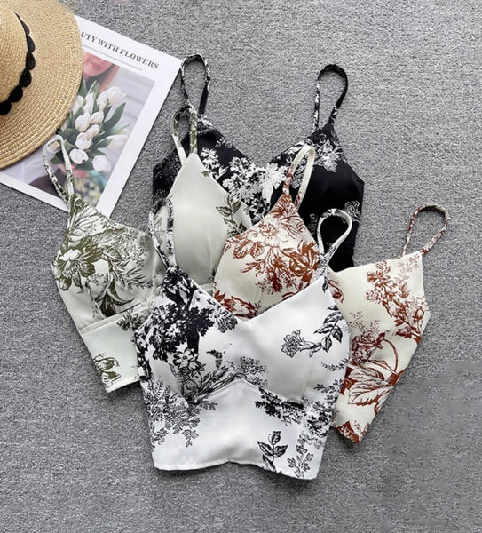 Women Sleeveless Floral Fashion Crop Top