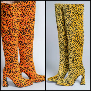 Women Animal Print Fashion Knee High Boots