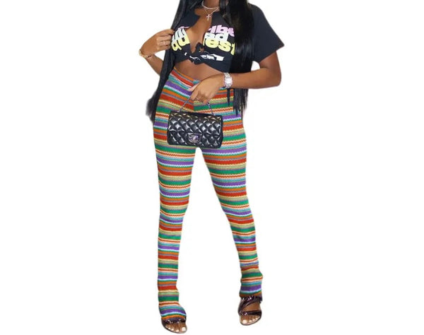 Women Multicolored Striped Fashion Pants