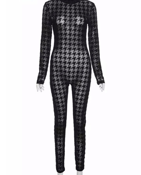 Women Sexy Black Printed Fashion Full Sleeve Jumpsuit