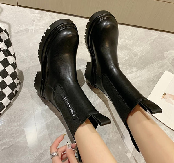 Women Color Patchwork Fashion Ankle Boots