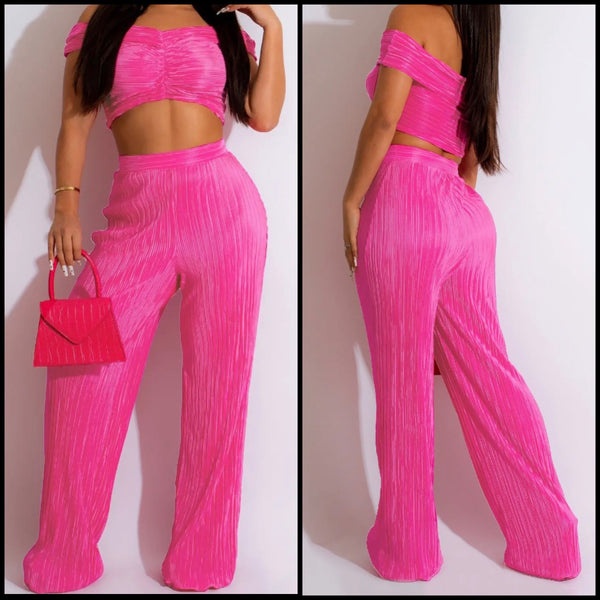 Women Sexy Short Sleeve Crop Ribbed Two Piece Pant Set