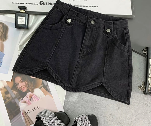 Women Color Fashion Denim Mini Skirt