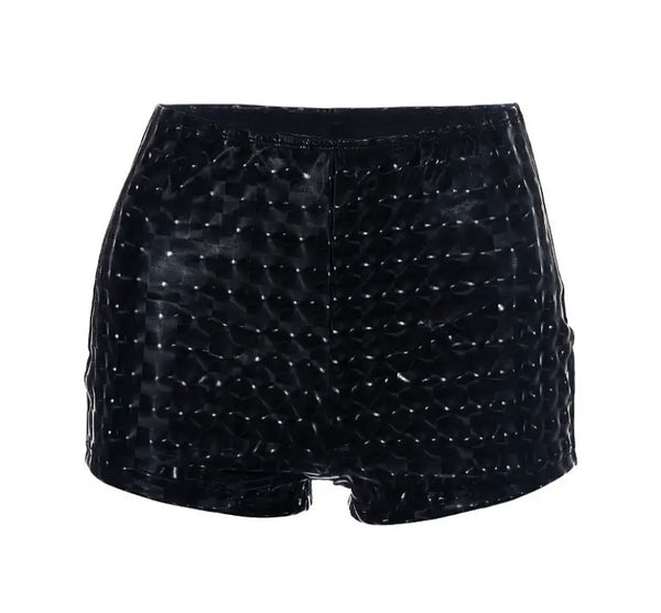 Women Sexy Black PU Mini Shorts
