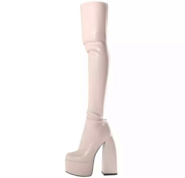 Women Thigh High Fashion PU Platform Boots