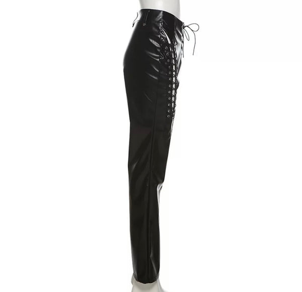 Women PU Cut Out Fashion Pants