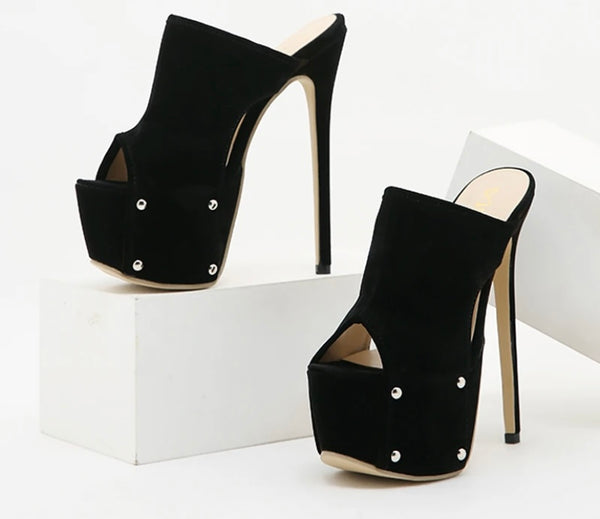 Women Fashion Platform Black Open Toe High Heel Sandals