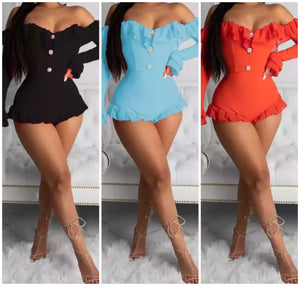 Women Ruffled Off The Shoulder Full Sleeve Sexy Romper