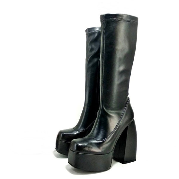 Women Solid Color Fashion Knee High Thick Platform Boots